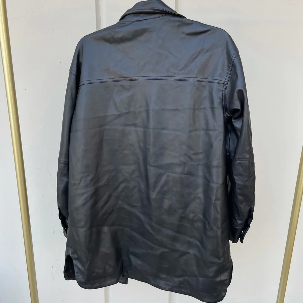 Apparis oversized black leather jacket size xs